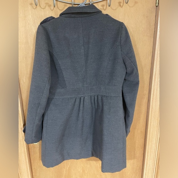 AB STUDIO-Lined Mock Army Coat Pockets ,Slimming pea coat - Picture 2 of 5